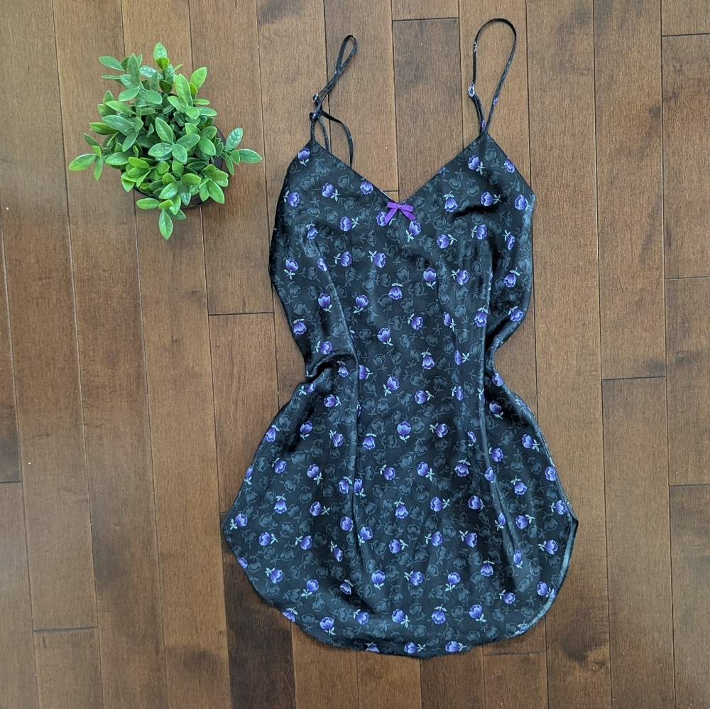 DITSY PURPLE FLORAL PRINT VINTAGE SLIP DRESS